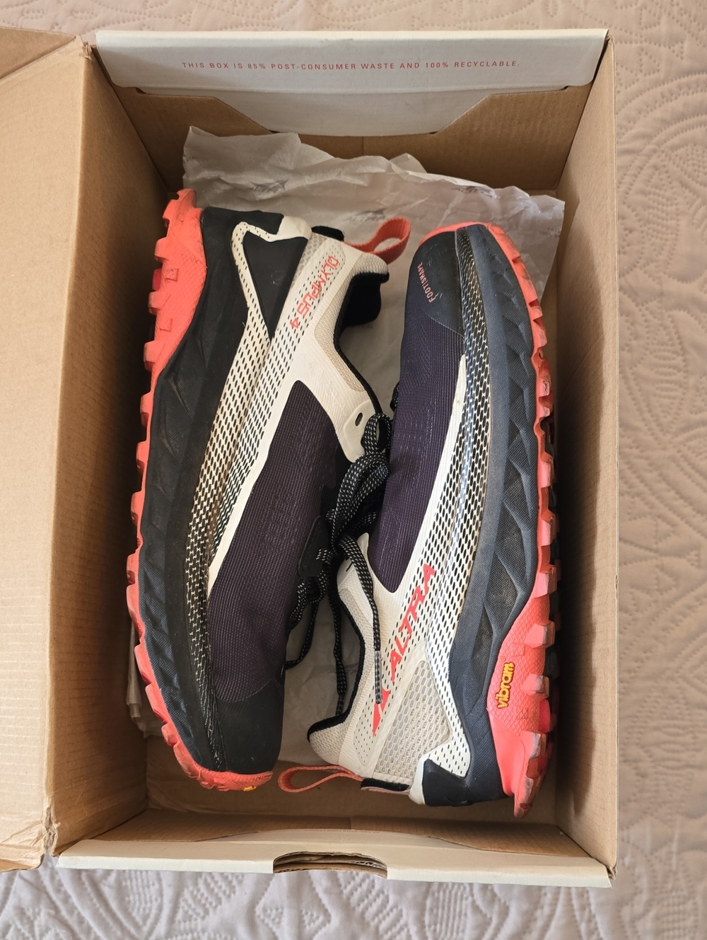 Altra Olympus 4 Women’s Trail Runners - Black, White & Coral, Size 6